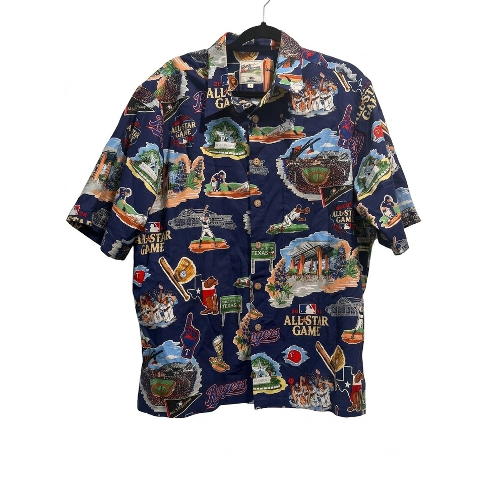 Reyn Spooner Texas Rangers 2024 MLB All Star Game Navy Cotton ButtonDown Shirt L
